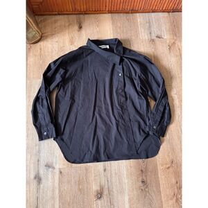 Roucha Black Twist Top Asymmetrical Button Down Long Sleeve Size CC
